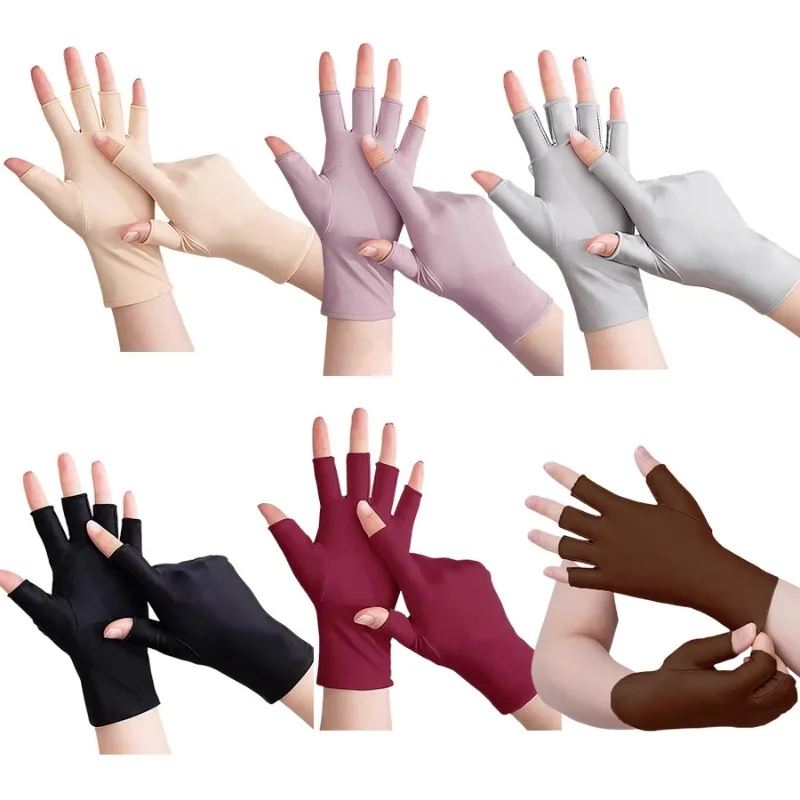 Sunscreen Gloves for Nail Art Gel UV LED Lamp Tool Nail Art Glove UV Protection Gloves Driving Cycling Fishing Half-finger Glove