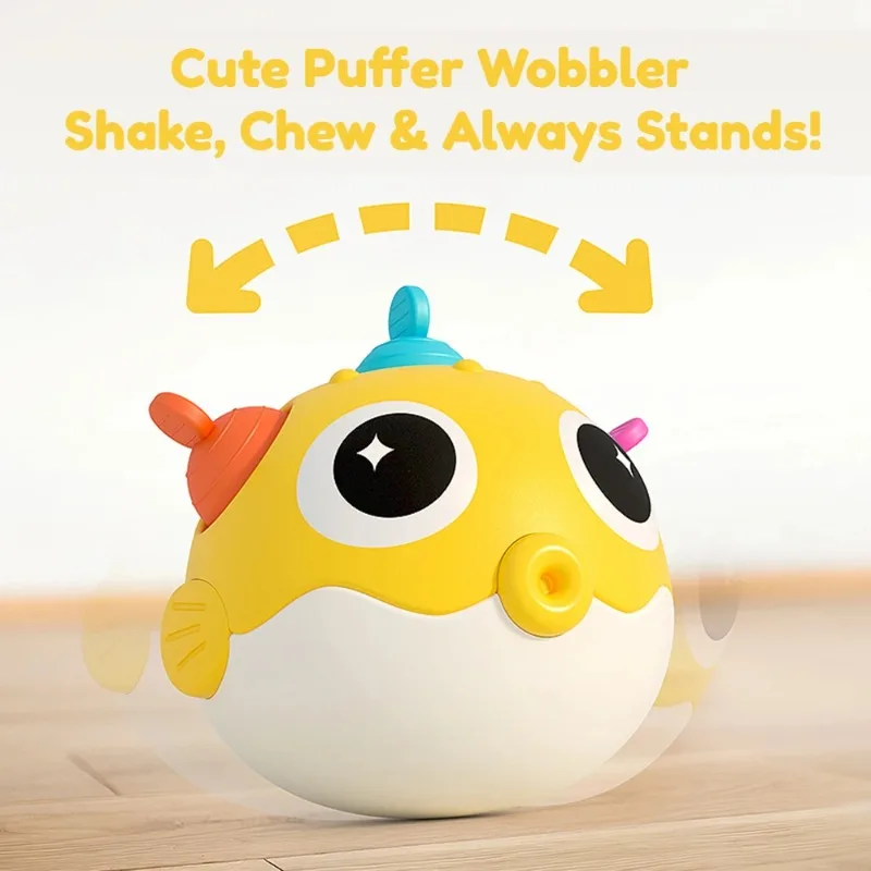 لطيف Pufferfish لعبة طفل بهلوان اليد تجتاح الكرة التعليم المبكر لغز لعبة المهارات الرياضية اليد التنسيق العين هدية الصحافة