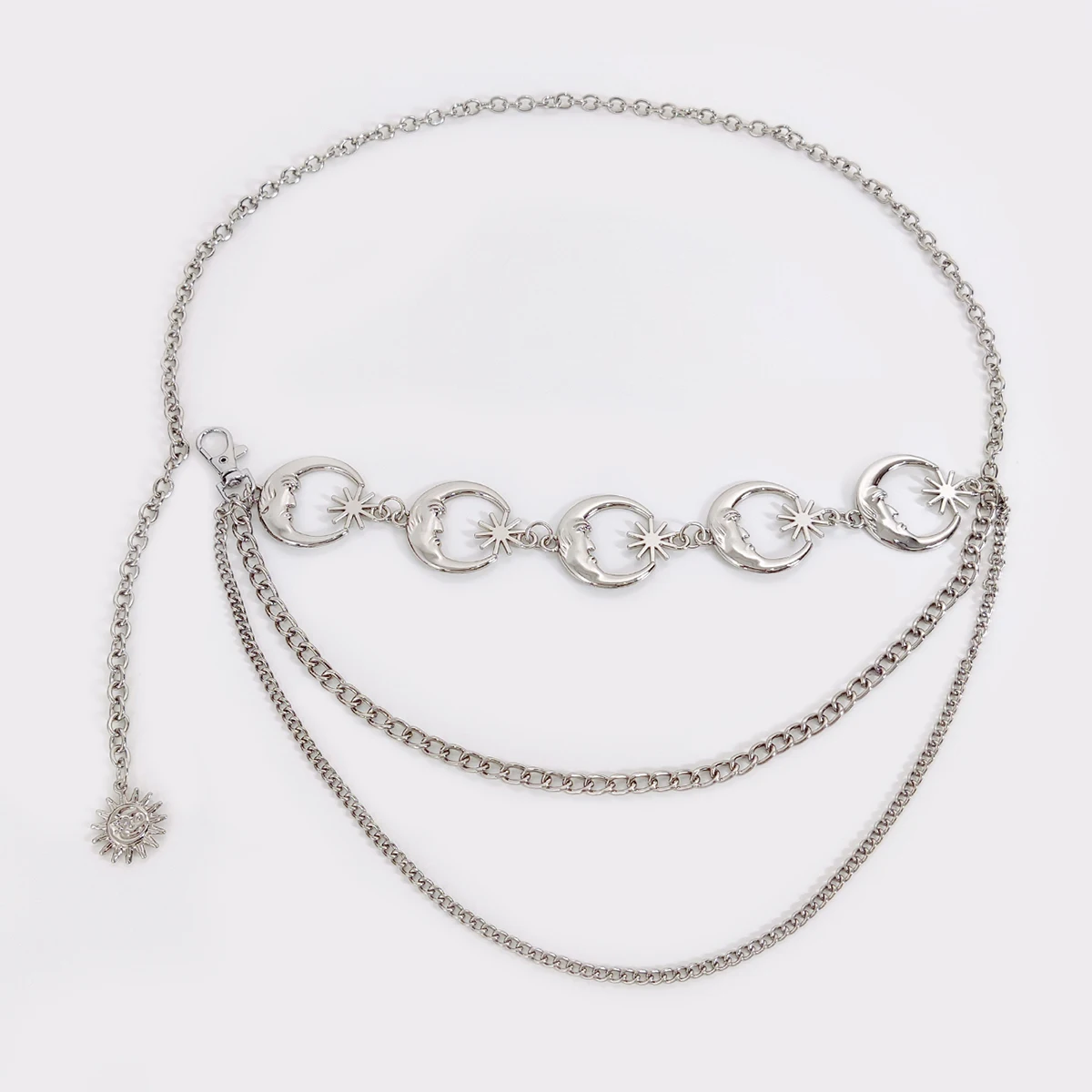 Vintage Goth Mond Goldketten-Gürtel für Damen, Taillengürtel mit Quasten, Metall-Designer-Kleidkorsett, Hochwertiges Hip-Hop-Punk-Accessoire für Frauen – Detail 7