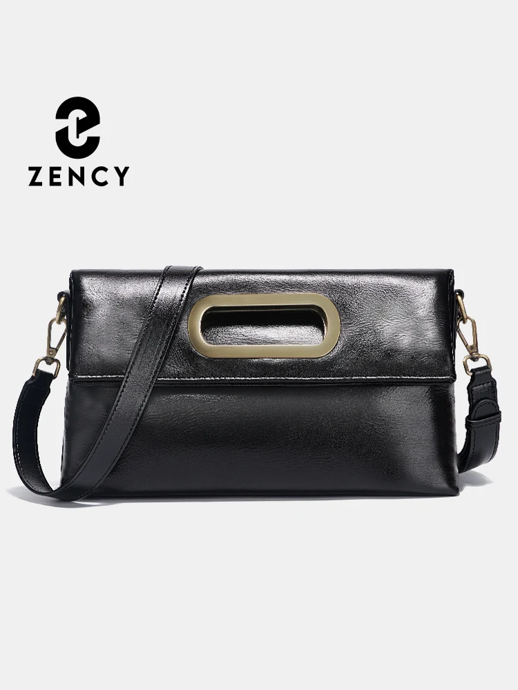 

Zency Genuine Leather Vintage Designer Handbag For Women Large Capacity Shoulder Bag New Brown Crossbody Bag Flap Bag Purse 2024