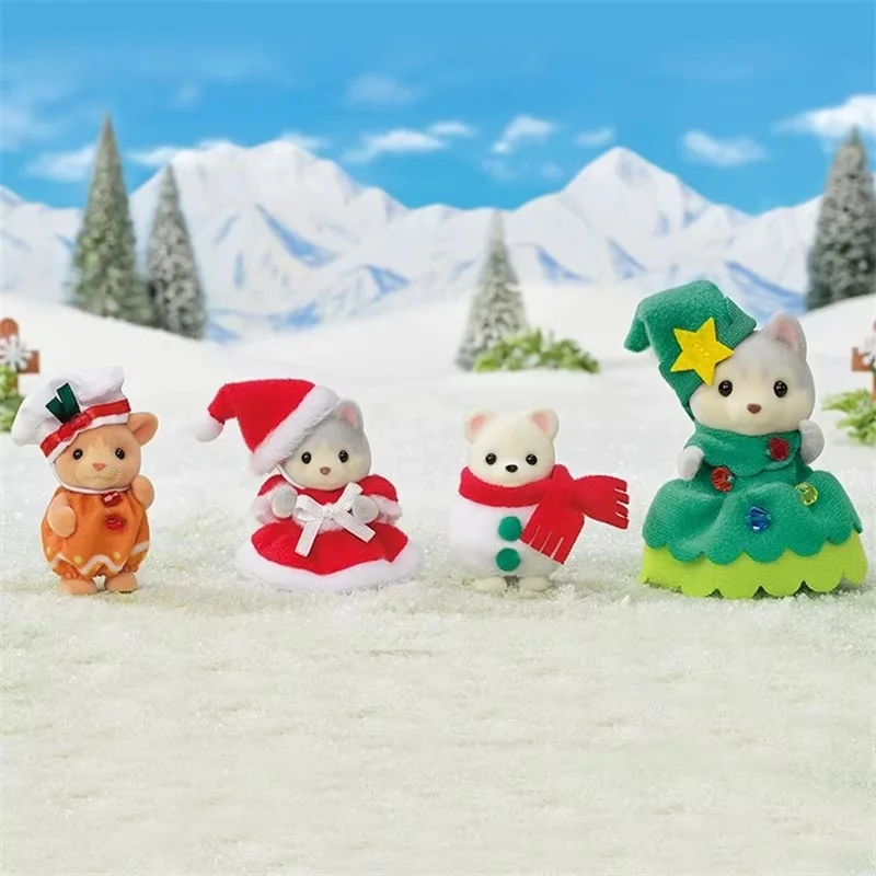 Sylvanian Families Figurki Anime Baby Serie T فاines Figurka Zabawki Dla Dzieci Szczęśliwych Świąt Przyjaciół Rodzinna Lalka Prezenty Świąteczne