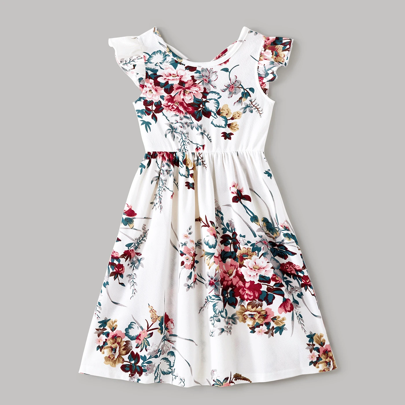 PatPat Family Matching All Over Floral Print Spaghetti Strap Dresses and Colorblock Short-sleeve T-shirts Outfits