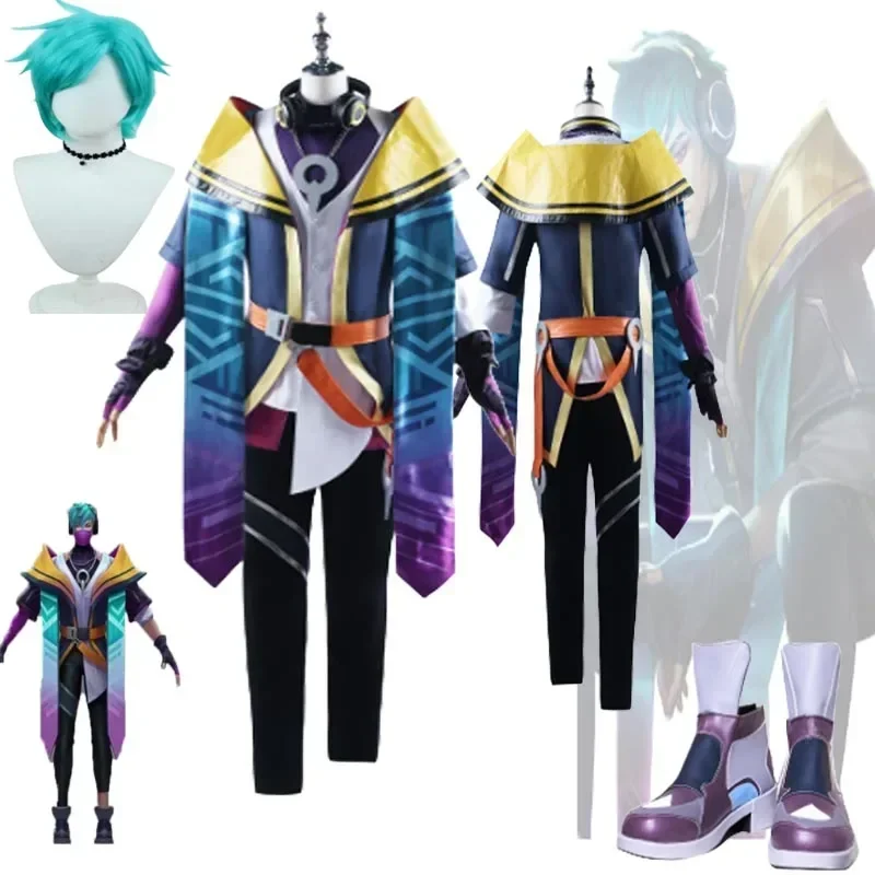 

Aphelios Cosplay Costume Game LoL Heartsteel Team Men Roleplay Outfits Wig Shoes Laugh Out Loud Halloween Uniform Accessories