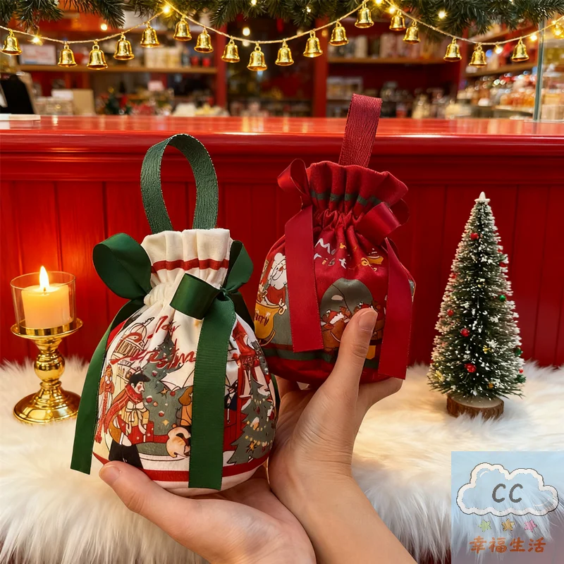 HUAHUAFestive Hand-Carry Canvas Bag; Christmas Eve Gift Bag; Candy Apple Packaging ToteHUAHUA