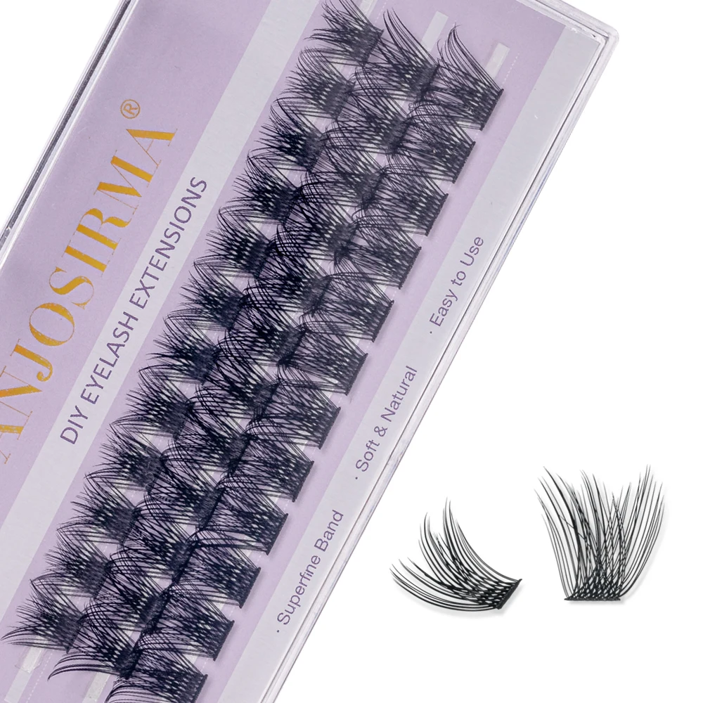 ANJOSIRMA DIY Eyelash Extension Individual Cluster fluffy Lashes Thick Natural Look Soft False Eyelashes lash clusters makeup