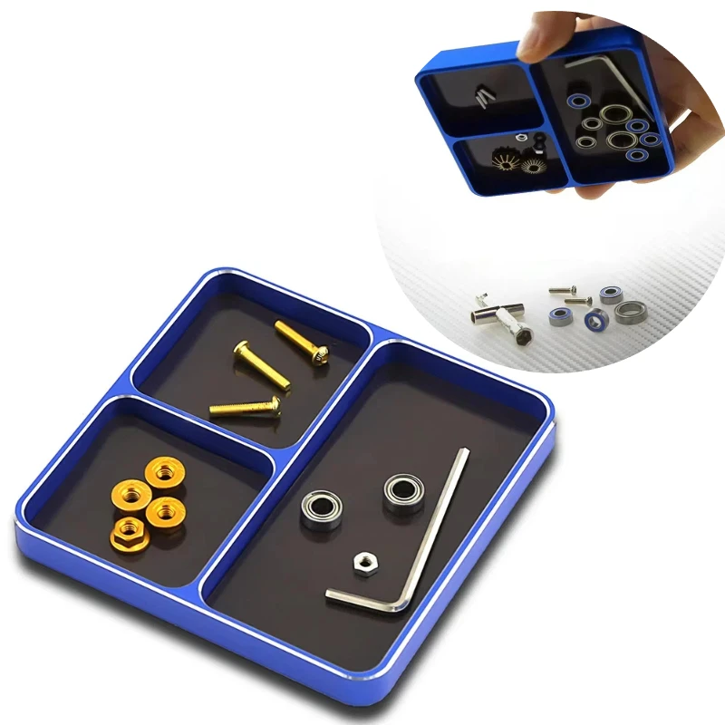 

R58 98*98*11mm CNC Aluminium Magnetic Screw Tray Nut Gasket Storage Tool for RC Car Boat Airplane Model Repair Tool