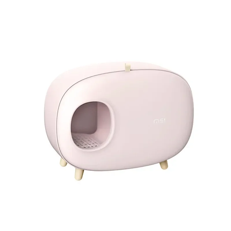 Shaped Pet Cat Litter Box Fully Enclosed Cat Litter Box Cat Toilet Pet Supplies Solid Color Style Pet Furniture