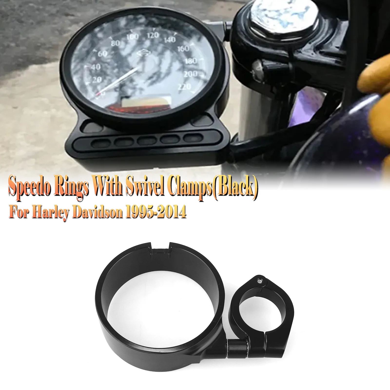 

For Harley Davidson 1995-2014 Motorcycle Front Speed Speedometer Ring With Swivel Clamps Cover Frame