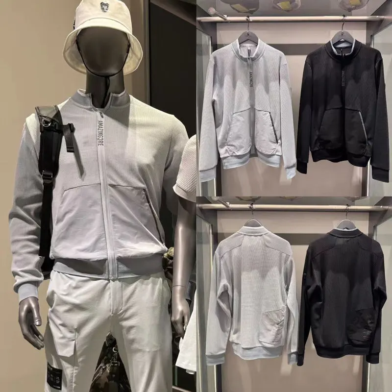 2026 Men's Golf Jacket Early Autumn Sports Outerwear Breathable Slim Fit Zip Up Long Sleeve Casual Golf Wear
