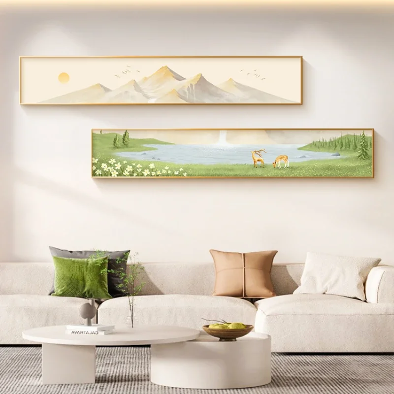 Modern Minimalist Sunshine Jinshan Green Plant Landscape Art Painting Living Room Mural Poster Wall Decoration Home Decoration