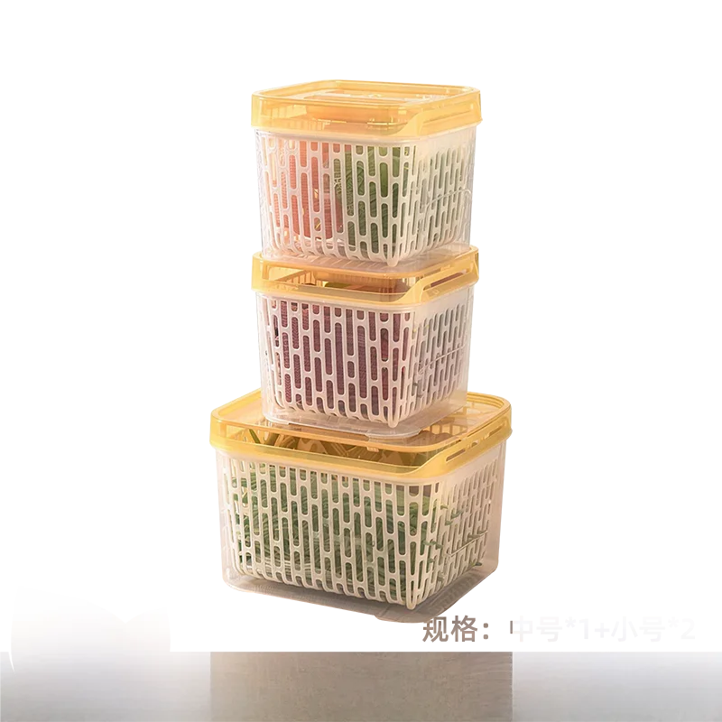 BaBa Farm XiangHua Juego de 3 Cajas de Almacenamiento de Doble Capa con Drenaje, Herramientas de Almacenamiento Sencillas para el Hogar, Organizador de Escritorio