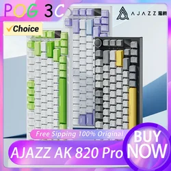 Nuevo Teclado mecánico con cable AK820 AJAZZ RGB Gaming 75% pantalla TFT con cable tipo C montada en junta personalizada APEX KR ROK Keycap