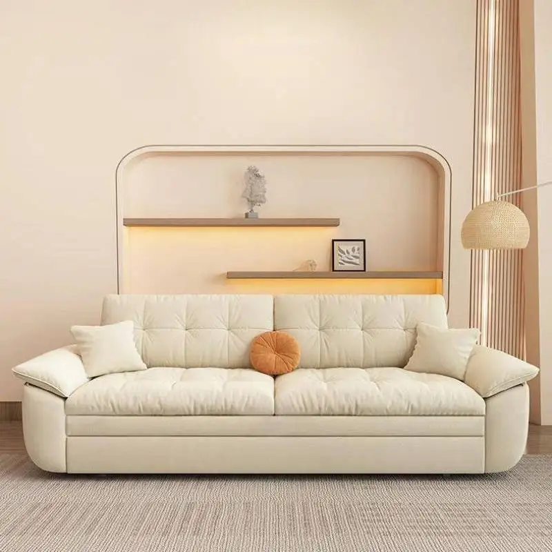 

Filler Beige European Sofas Water Proof High Back Lazy Double Puffs Couch Lounges Salon Luxury Divano Soggiorno Home Furniture