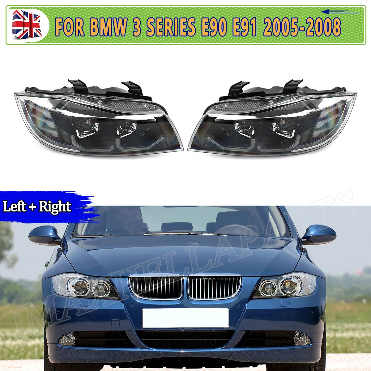 A Pair Headlight For BMW E90 E91 3 Series 318d 320d 325d 330d Pre-LCI 2005 2006 2007 2008 Front Left Right Headlamp Assembly RHD