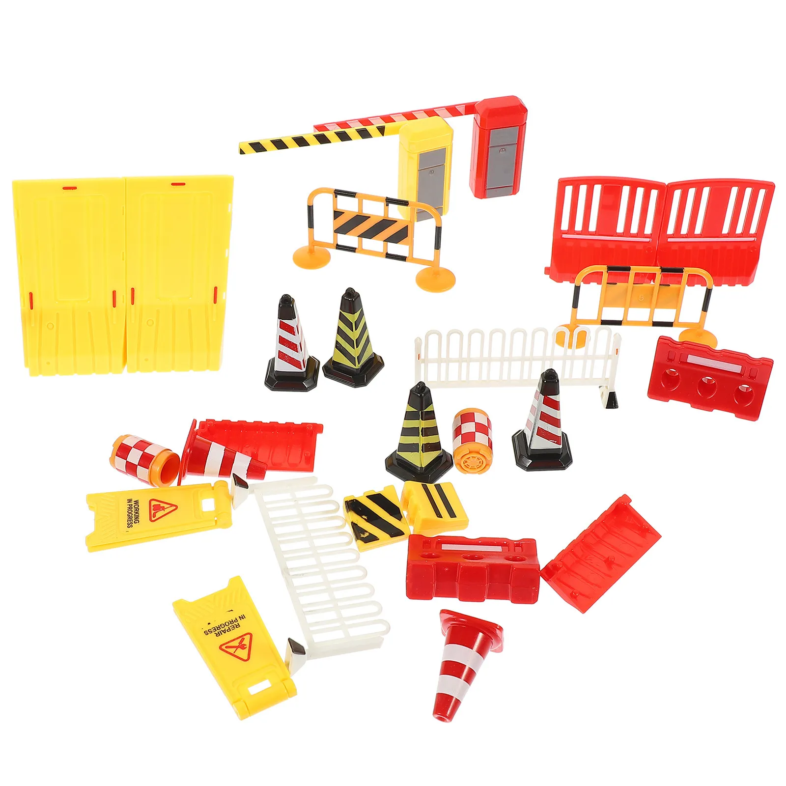 

1Set Mini Traffic Road Block Barricade Signs Simulation Scene Educational Kids Plaything Construction Vehicle Accessory
