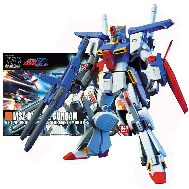 Bandai Figure Gundam Model Kit Anime Figures HGUC MSZ-010 ZZ Mobile Suit Gunpla Action Figure Toys For Boys Children's Gifts