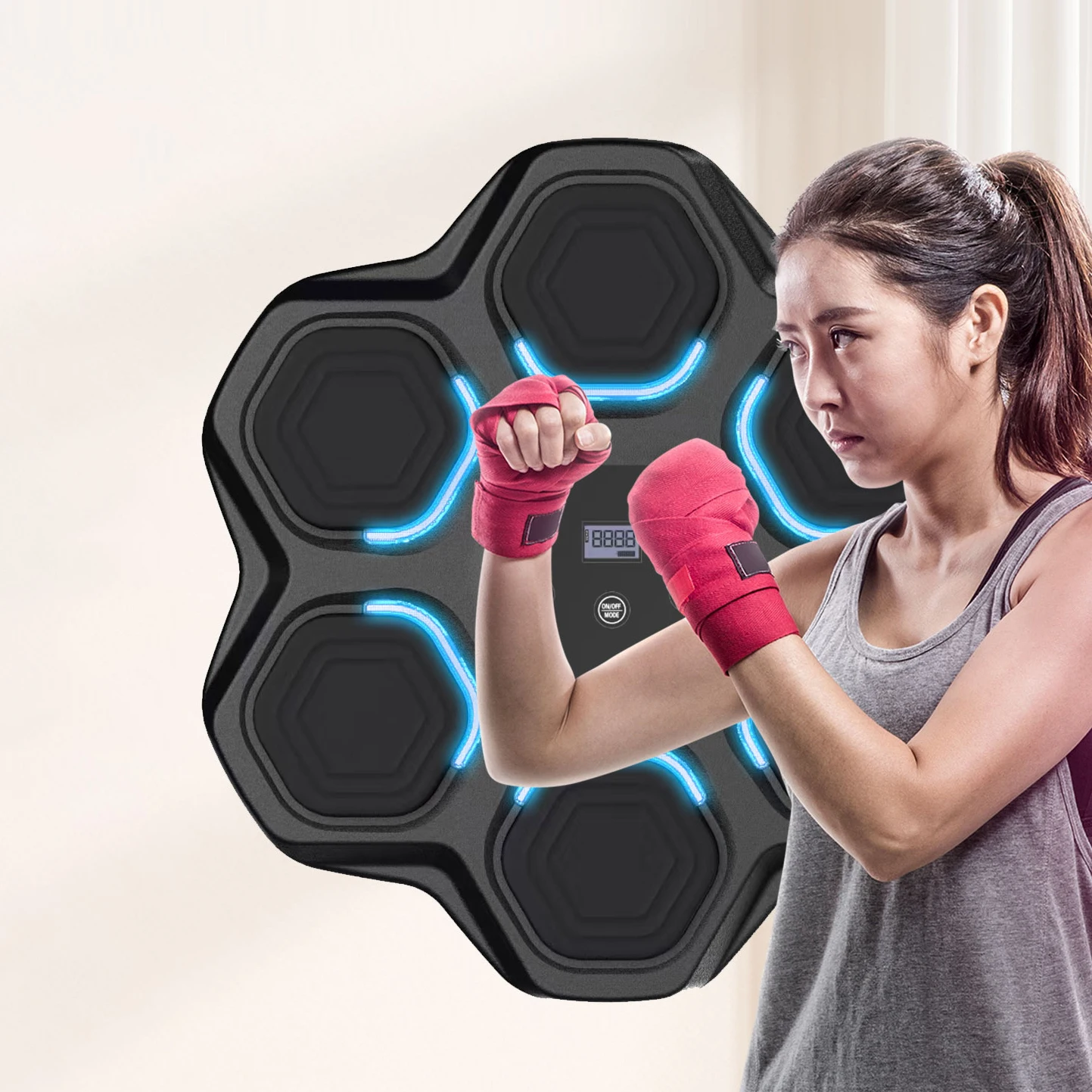 Intelligent Boxing Target Machine Fitness Training Smart Music Boxing Machine Wall Mounted with Gloves for Home Indoor Gym