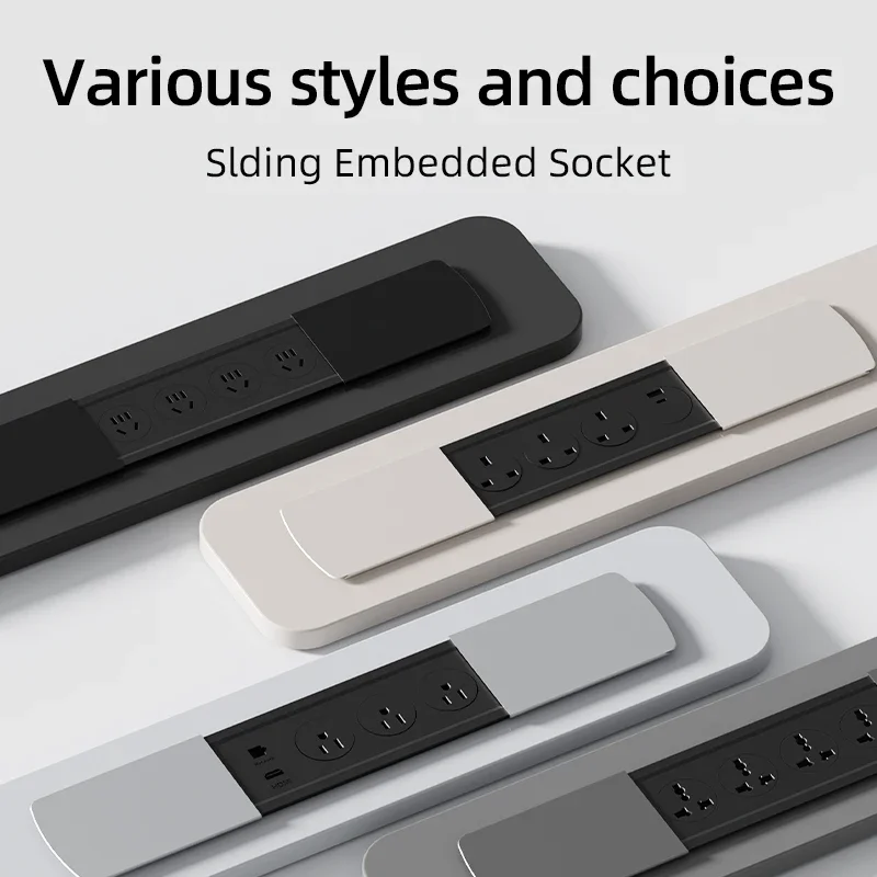 Schiebe-Desktop-Steckdose UK US Universal Standard Tischstecker-Adapter, multifunktionale Steckdosen mit USB + Typ, HDMI, Netzwerk