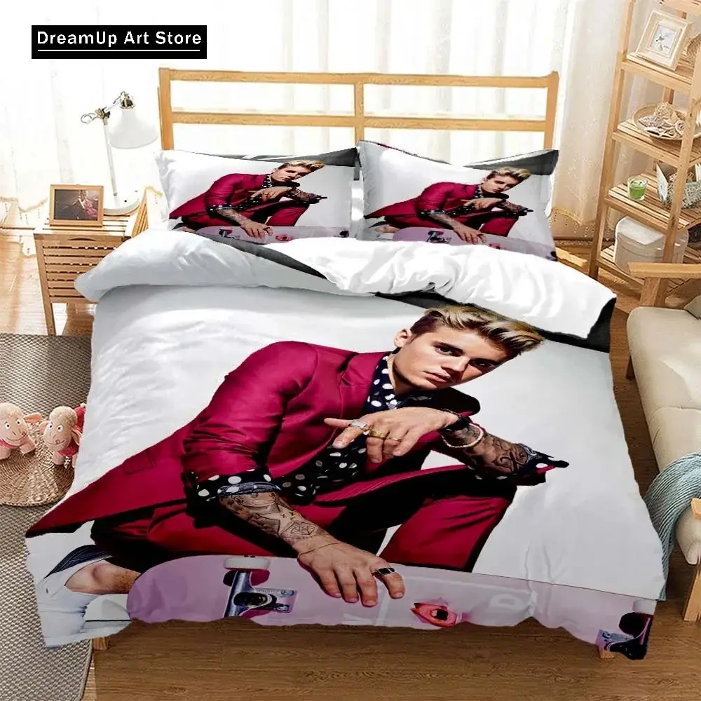 Ensemble de literie de mode Justin Bieber pour adultes, chanteur d'impression 3D, garçons et filles, Twin Queen, pleine taille, housse de athlon, taie d'oreiller, lit, chambre à coucher