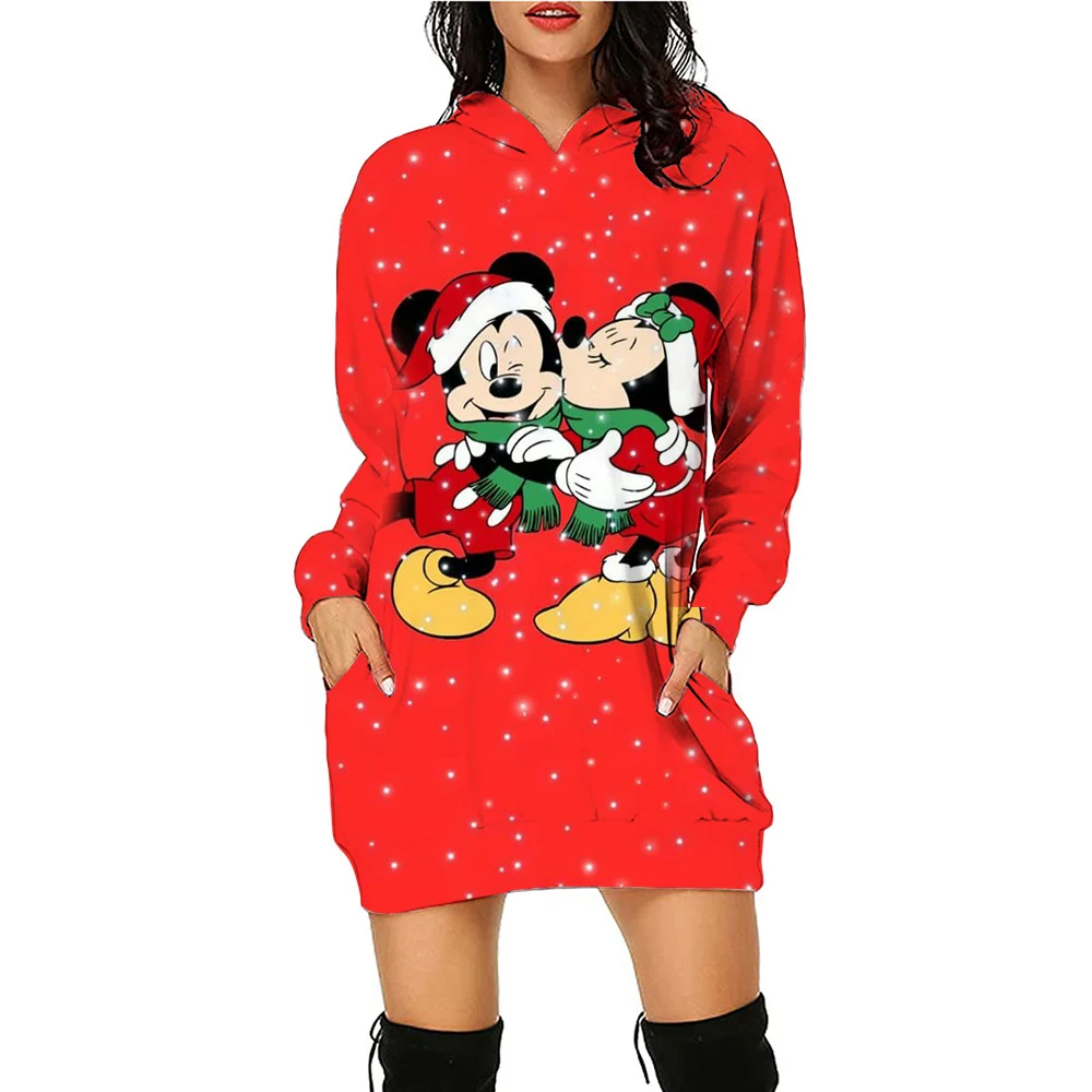 Y2k Women\'s Hoodie Dress Hoodie 2024 Autumn/Winter Christmas Disney Mickey Mouse Series Cute 3D Printed S-3XL Sportswear Anime L