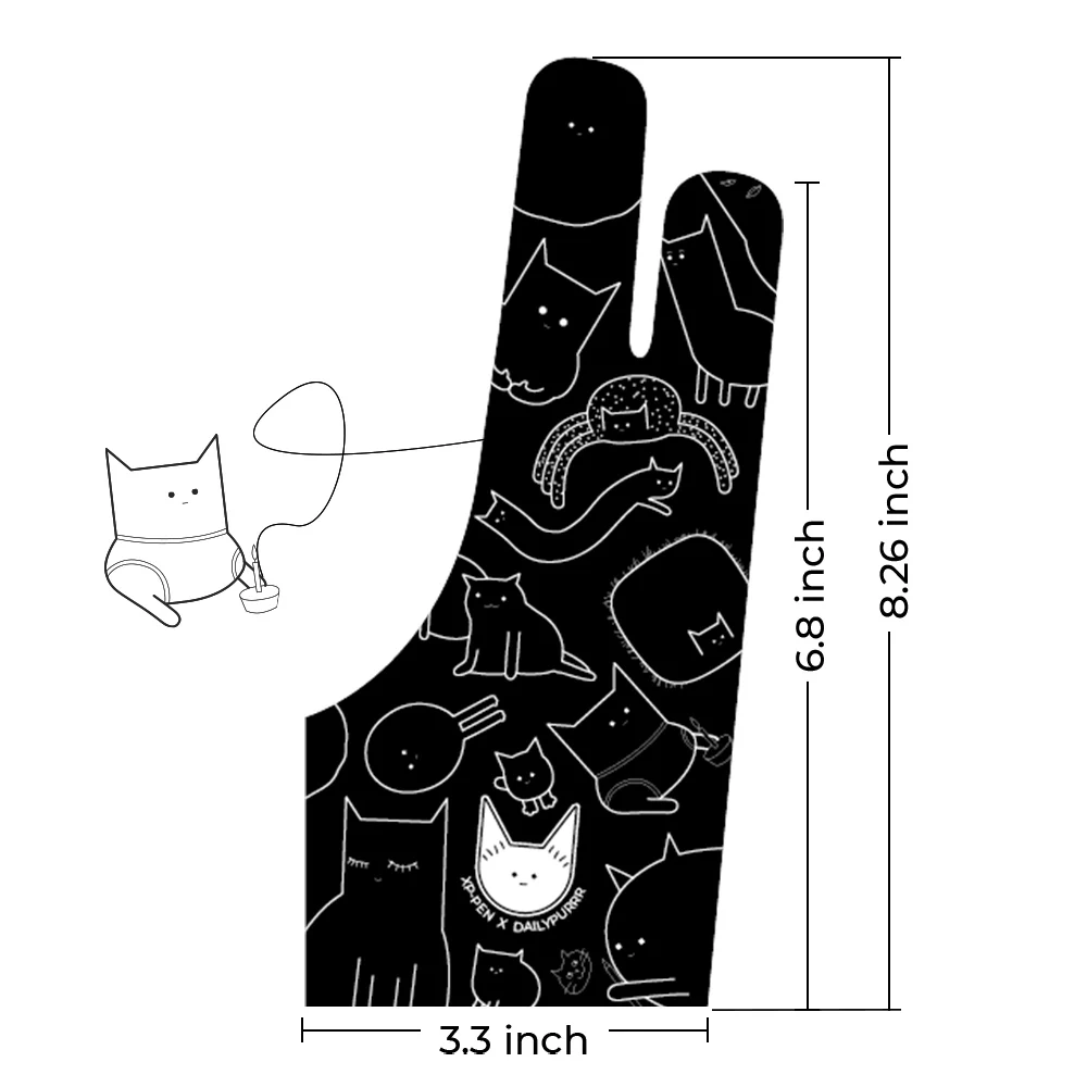XPPen Artist Anti-fouling Glove Comfortable Free Size Cute Cat Glove for Drawing Tablet / Drawing Display