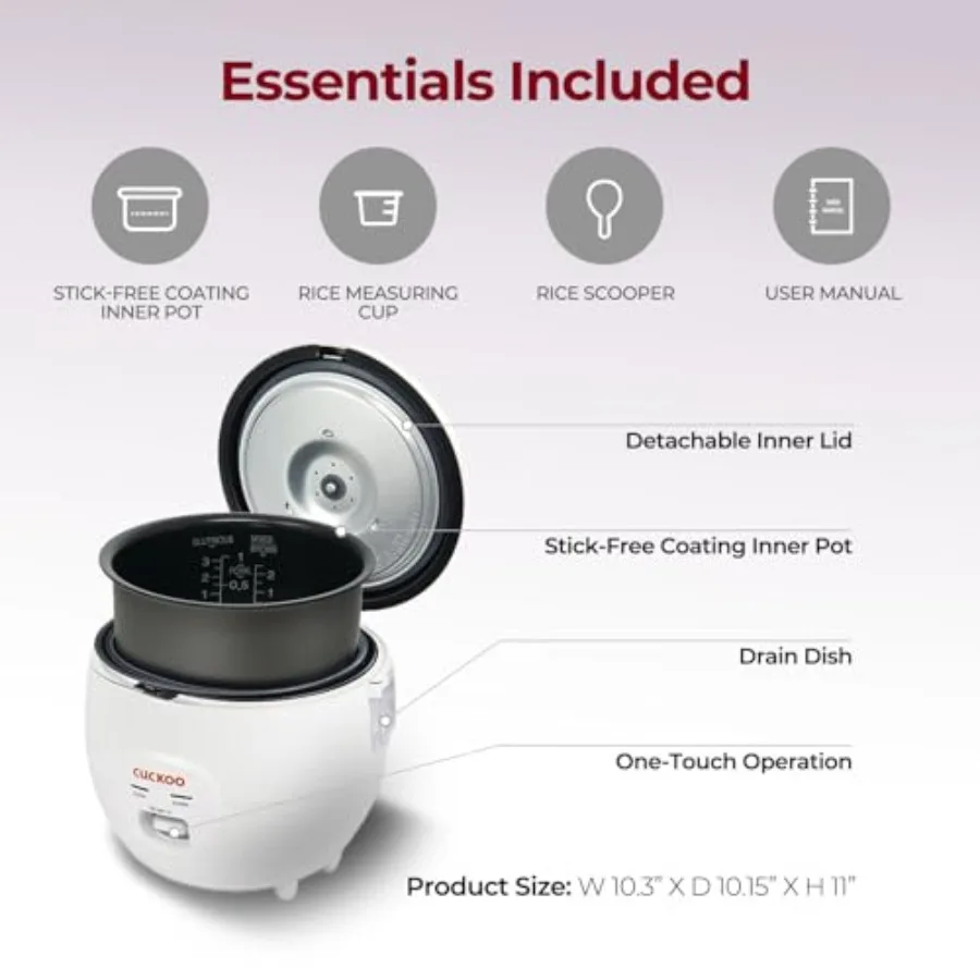 6Cup Uncooked 12Cup Cooked Nonstick Inner Pot Rice Cooker with Automatic Warmer Function Compact Design for Easy Use Ideal for