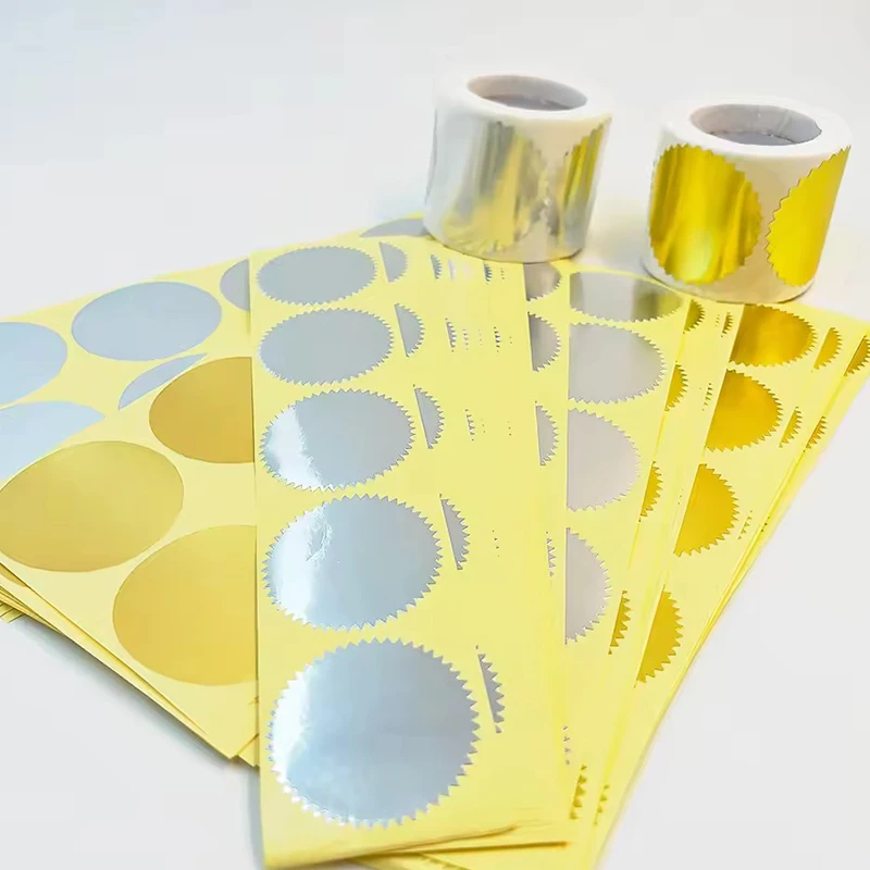 200PCS/Set Gold Silver Gear Edge Round Embossed Seal Sticker Adhesive Labels for Invitation Envelope Greeting Card Scrapbook ZYF