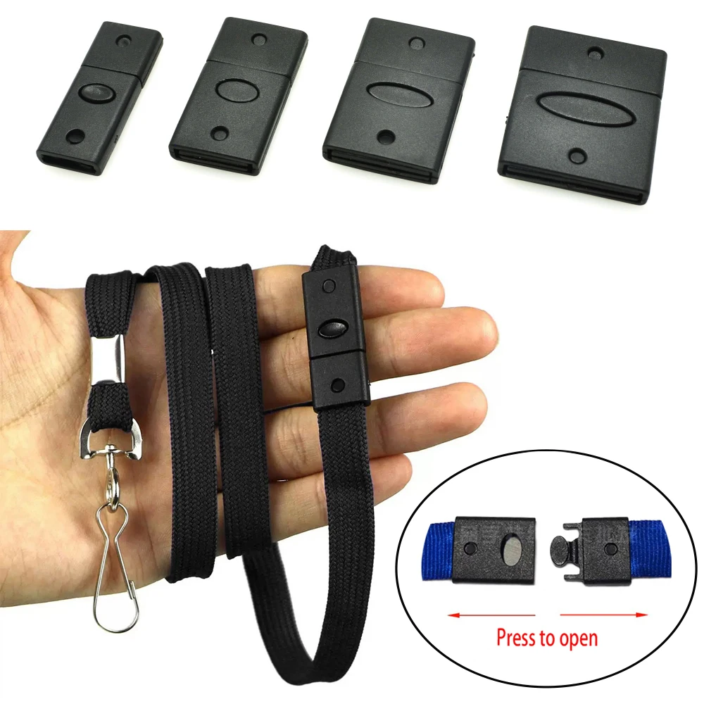 10pcs Plastic Breakaway Safty Buckles For Neck Strap Lanyard Webbing ID Badge Tag Holder Black