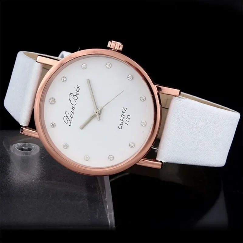 2023 Women's Watch Fashion Diamond Leather Band Round Dial Quartz Watch Women's Watch  Reloj Mujer  Women