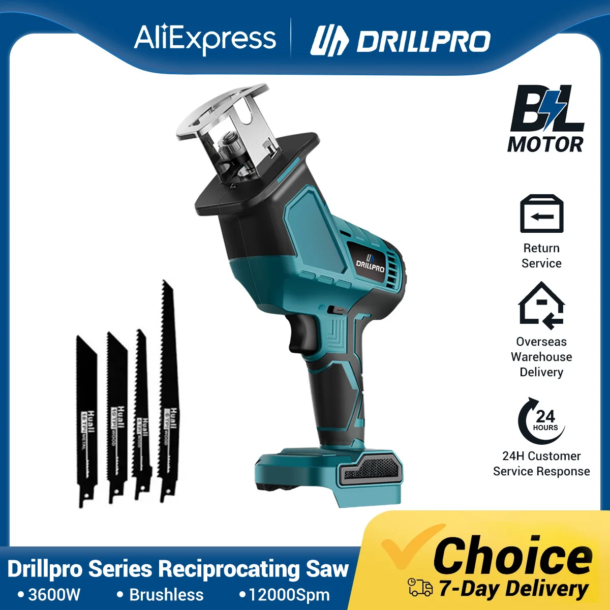 Serra Alternativa Drillpro Brushless Serra Elétrica para Corte de Madeira e Metal Ferramenta Elétrica para Bateria Makita 18v 3600w 12000spm
