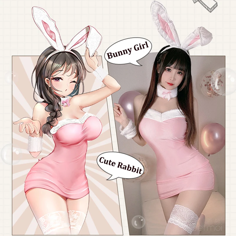 

Anime Bunny Girl Cosplay Costume Women Cute Plush Rabbit Skirt Suit Sexy Lingerie Uniform Temptation Erotic Costumes