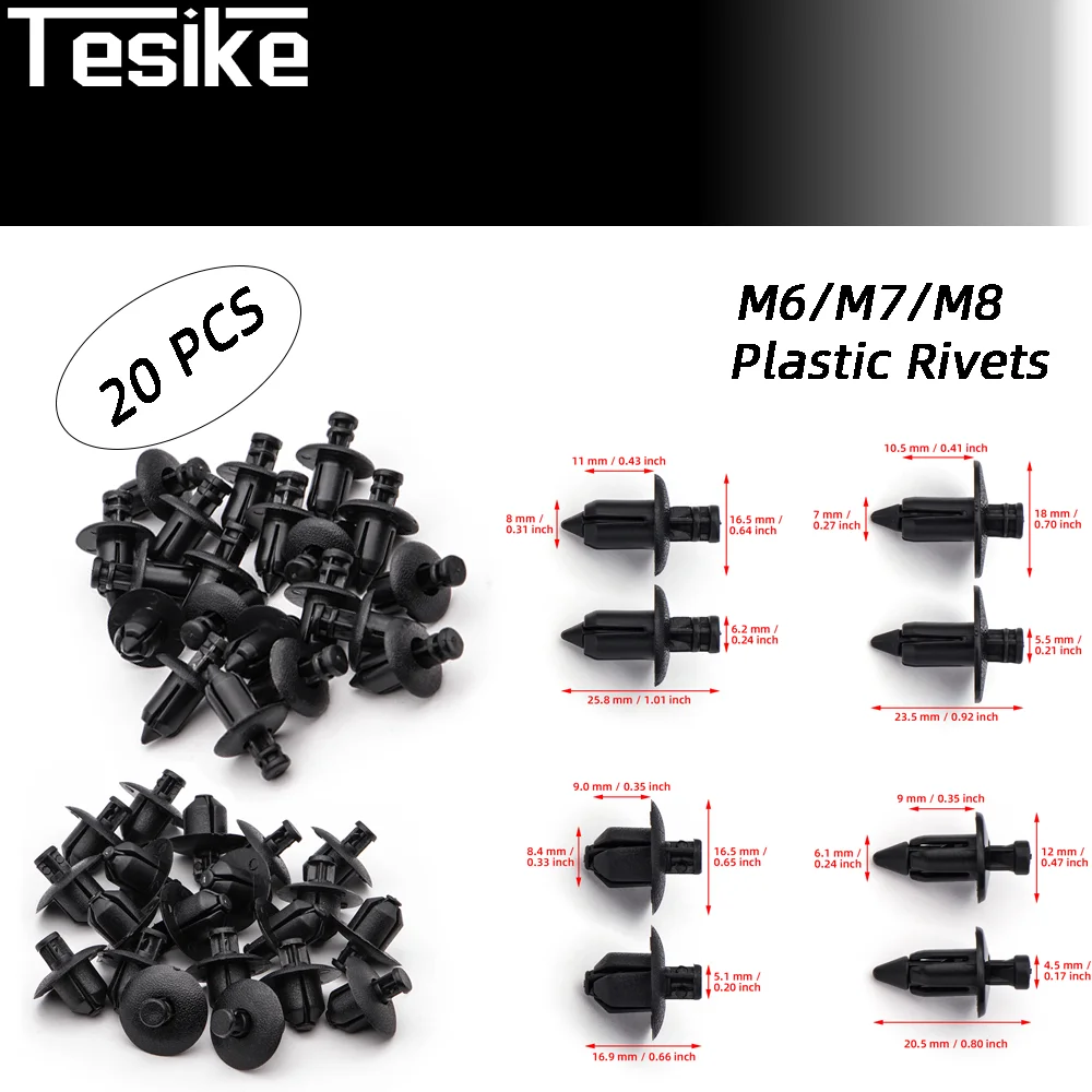 20Pcs M6/M7/M8 Plastic Rivets Motorcycle Push Clips Fairing Trim Panel Fastener Clips For Universal Repair Accessories
