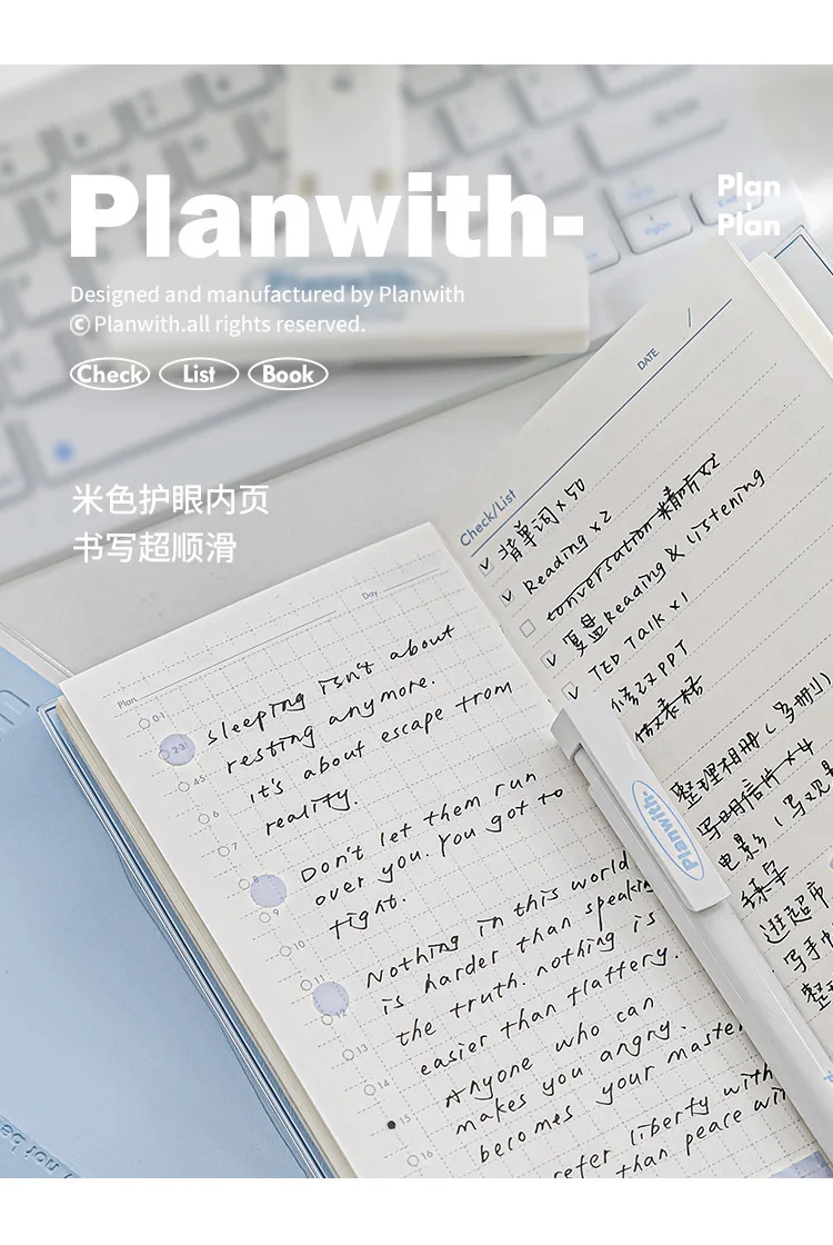 Planwith Kawaii-Notizbuch, Tagesplaner, tragbar, PU, weicher Einband, Agenda, Arbeitszeit, Plan, Zeitplan, selbst gefüllt, Datum, Lernen – Detail 12