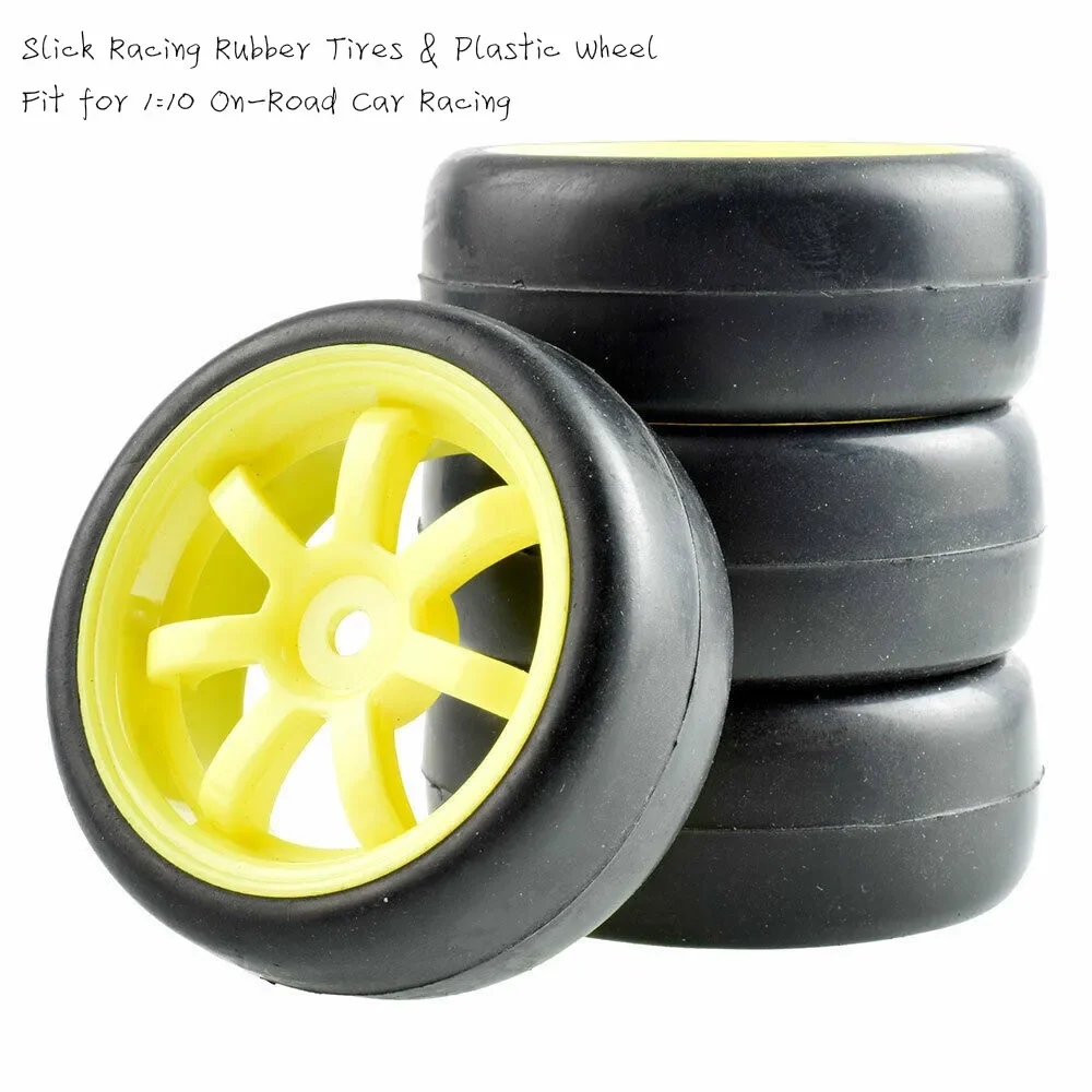 RC 9005-6018 Slick Racing Tires& Wheel Sets For HSP HPI 1/10 1:10 Touring Car