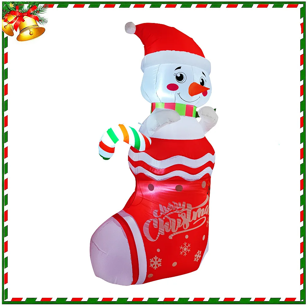 1.8M/6FT Świąteczne dmuchane buty śnieżne i bałwan - dekoracje ogrodowe z wbudowanymi światłami LED do dekoracji świątecznych na zewnątrz, trawnik i podwórko
