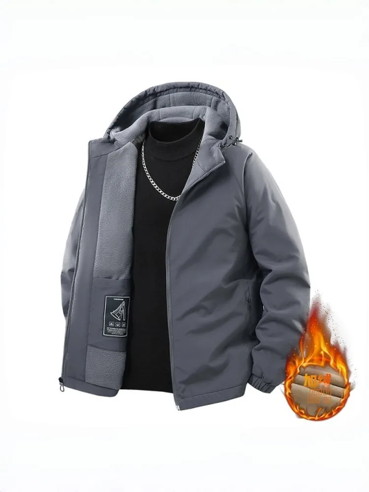 

Gusen Leopard Hooded Jaet Thiened Fce Loose Men's Casual Outdoor Simple Daily Match All-Season Warm Nylon Coat