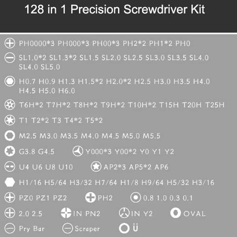 128 in 1 Multifunction Magnetic Phillips Bits Precision Screwdriver Set For Phone Computer IPhone Electronics Repair Hand Tool