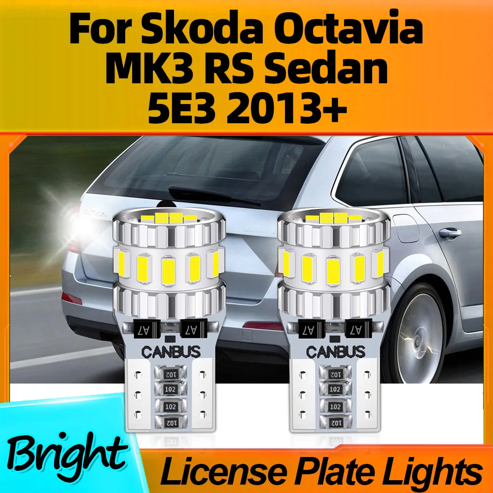 

2PCS Auto Bulb T10 LED License Plate Light Lamps W5W Super Bright 12V 6000K White For Skoda Octavia MK3 RS Sedan 5E3 2013+