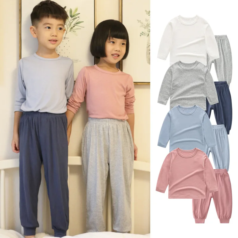 

Children's Thermal Underwear Set Boys Girls Long Johns with Fleece Cotton Sweater Winter Pajamas Baby Sleepwear Home Clothes