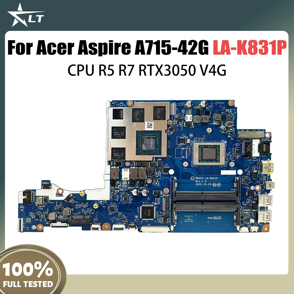 LA-K831P Mainboard For Acer Aspire 7 A715-42G Laptop Motherboard with R5-5500U CPU RTX3050 V4G 100% Teste