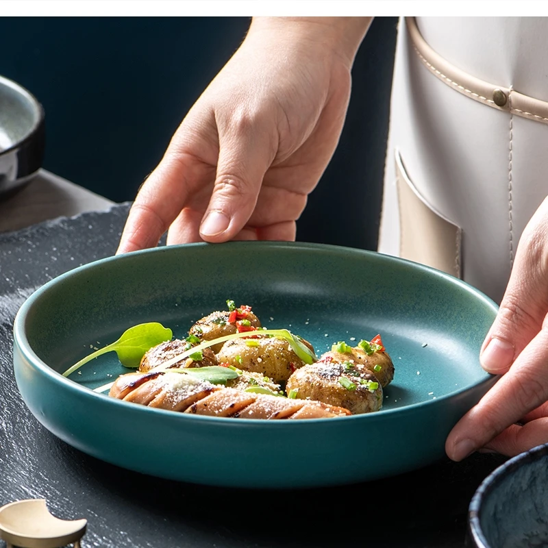 

Art Ceramic Steak Kitchen Round Thick Sushi Commercial Tableware
