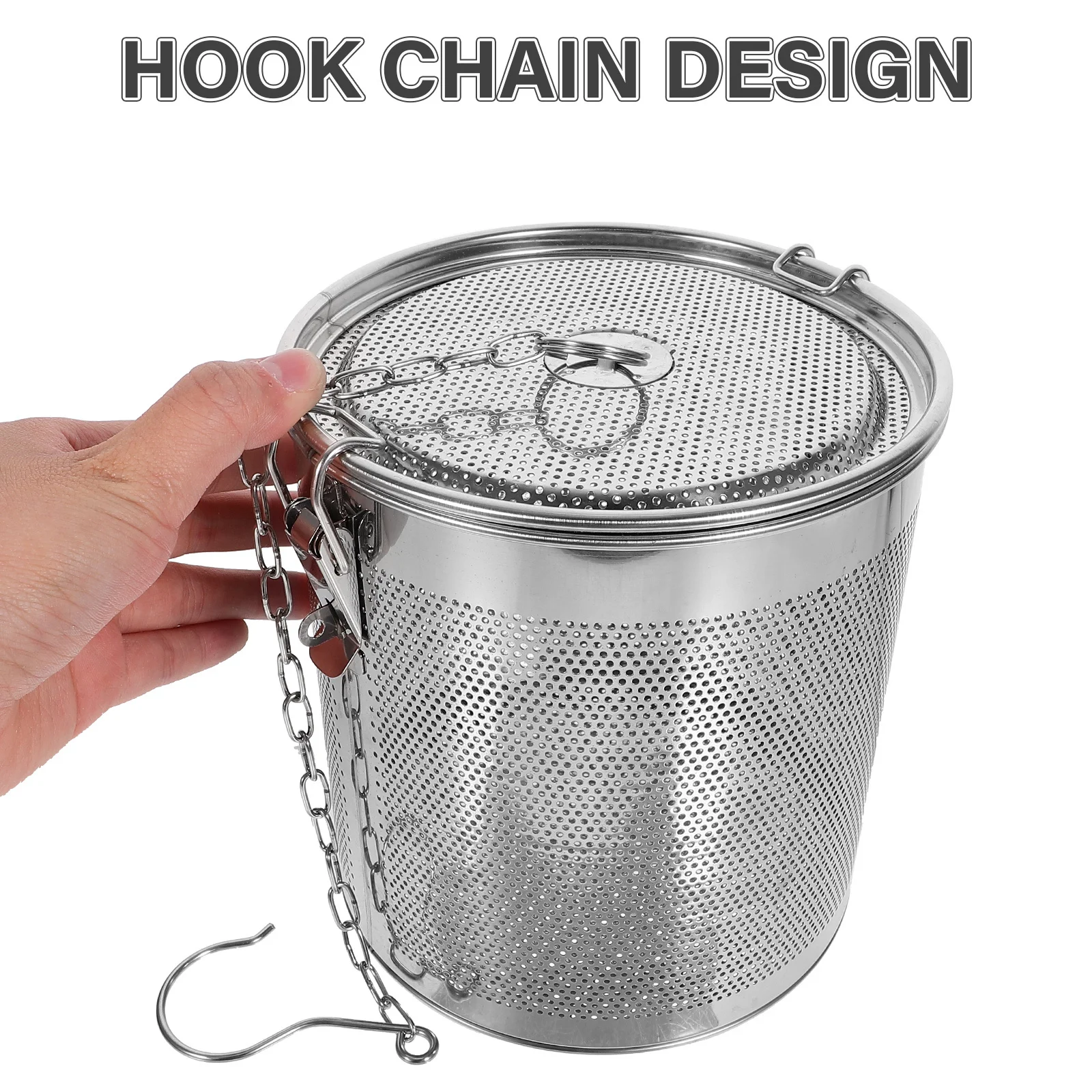 

Halal Material Spice Strainer Mesh Basket with Leak Proof Chain Hook for Easy Flavor Control in Broth Herbal Medicine and Brine