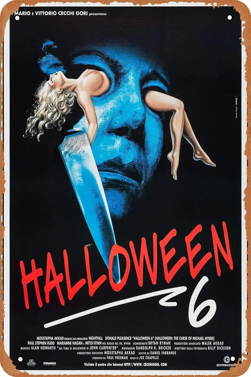 Halloween The Curse of Michael Myers Poster Horror Movie Tin Sign Vintage Retro Style Metal Sign for Cafes Bars Pubs Man Cave Ho