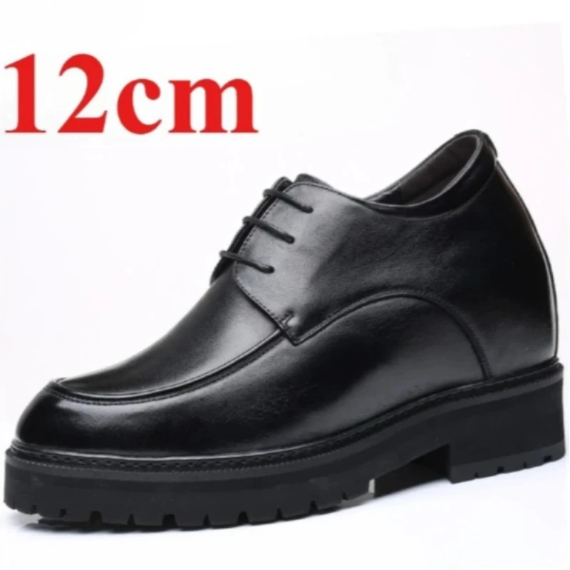 

Мужские туфли для увеличения роста, 12 см, на толстой подошве, из натуральной кожи, удобные, для свадьбы, модель дерби