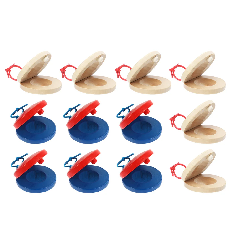 

12 Pcs Wooden Castanets Children Musical Toy Kids Percussion Instruments Toddler