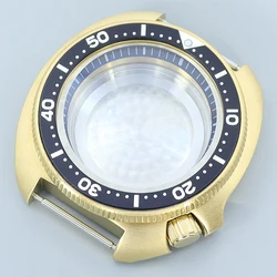 Gold 44mm Men's Mod Steel Watch Case Sapphire Glass Parts For Seiko Turtle Tuna NH35 NH36 NH38/34 Movement 28.5mm Dial Hot Sale