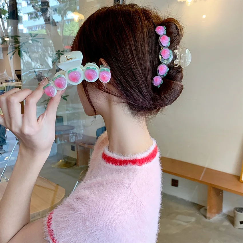 

5Pcs/Lot Spring Transparent Pink Peach Grab Soft Sister Japanese Sweet Hair Clip Shark Claws Styling Tools Accessories HA2579