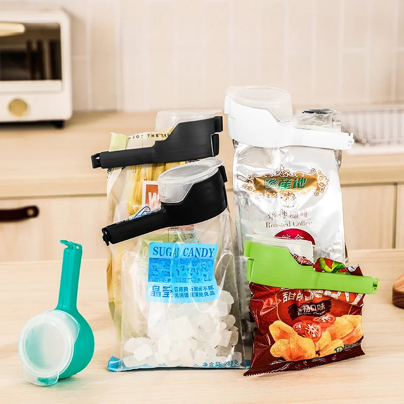 New Food Storage Bag Sealing Clips Plastic Cap Sealer Clip with Pour Spouts Snack Candy Storage Fresh Clamp Kitchen Organizer