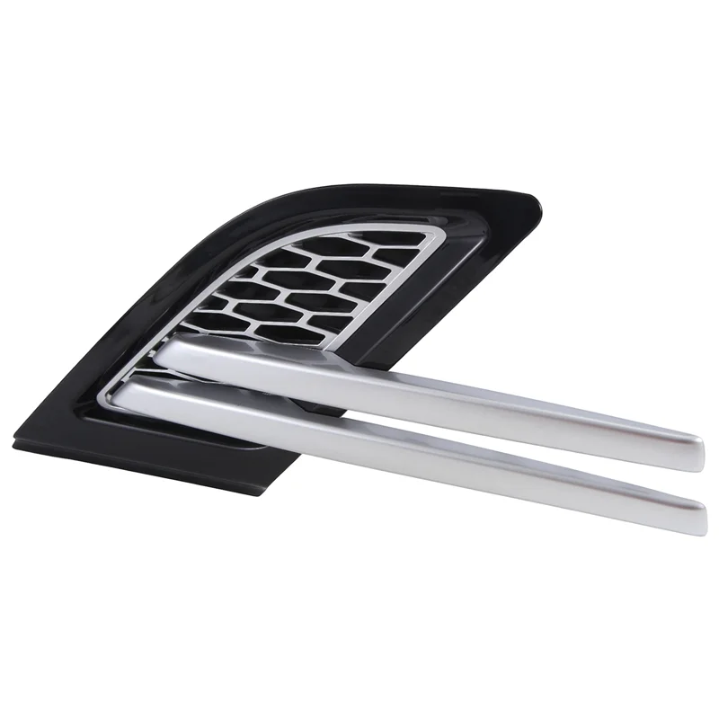

BB-1Pair Black+Silver Side Air Flow Vent Grille Grill Side Fender Grilles Grid For Land Rover Range Rover Sport 2014-2017 Parts