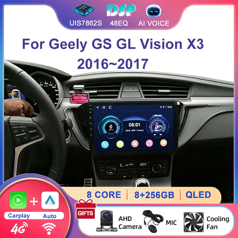 

9 Inch Android 13 Car Radio for Geely GS GL Vision X3 2016-2017 Car Stereo with Carplay Android Auto GPS Wifi 4G RDS